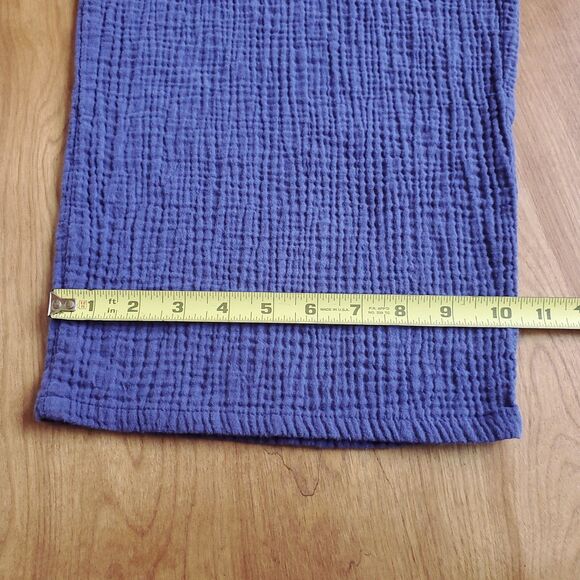 Jessica Simpson Gauze Pants Sz M Blue Indigo Wide Leg Resort Crop Pockets Cotton - Picture 10 of 10